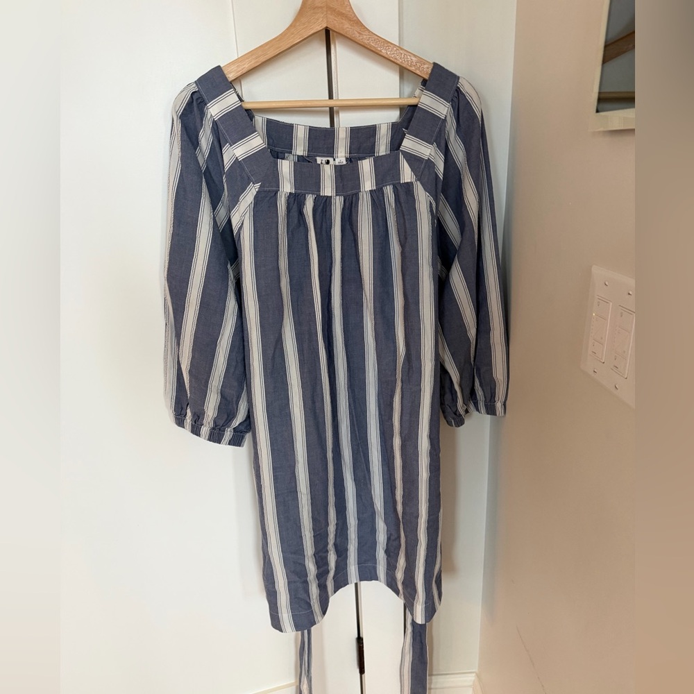 Gap Stripe 3/4 Sleeve Blue & White Stripe Dress